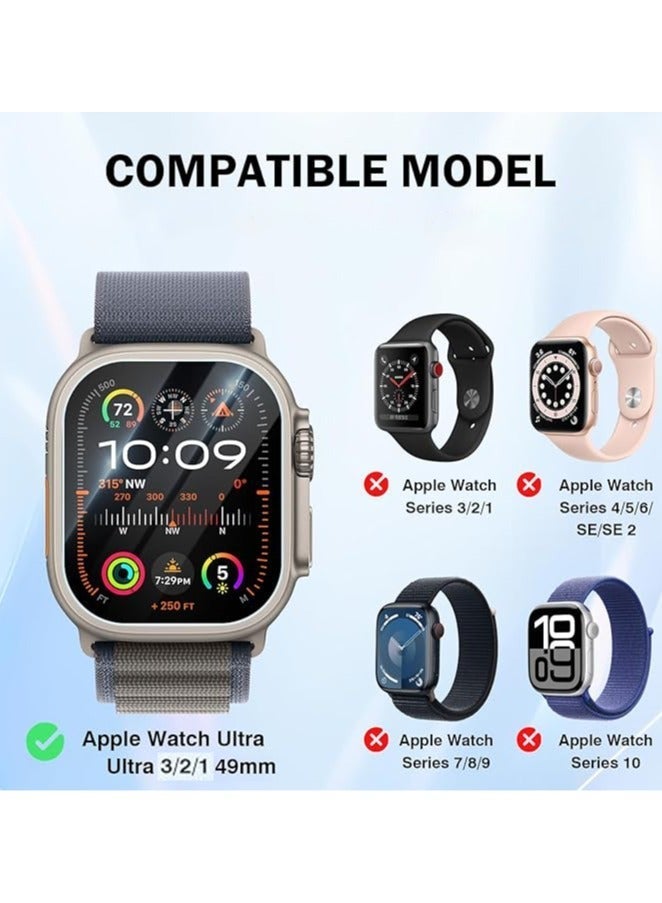 حَبْل تِك 3 قطع من واقيات شاشة Apple Watch Ultra3/Ultra2/Ultra 49mm، واقي شاشة عالي الدقة ممتاز، مقاوم للغبار والخدوش والفقاعات، مصنوع من زجاج مقوى، ملحقات الساعات الذكية - Image 2